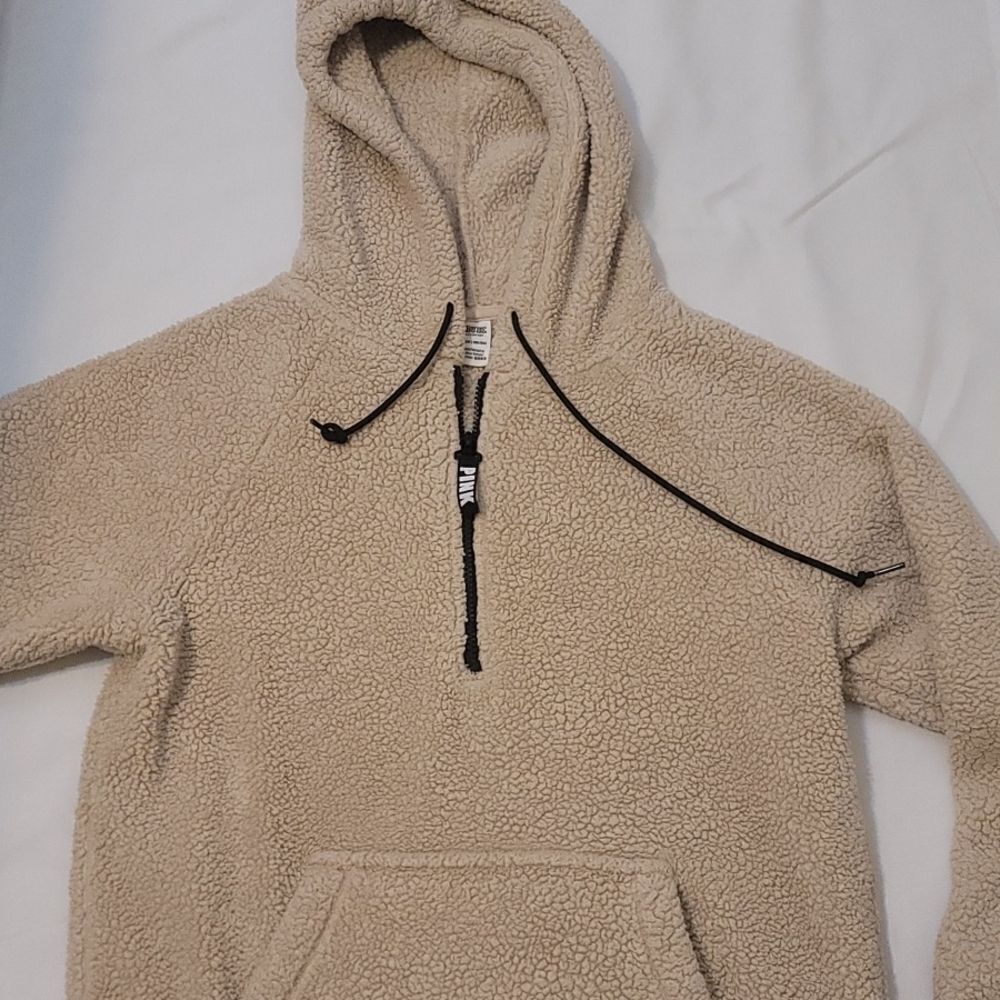 Pink Victoria's secret sherpa hoodie size xs
